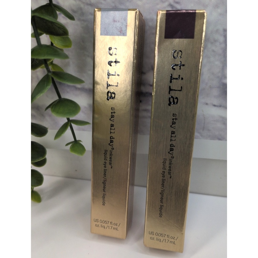NIB LOT2☀️Stila Stay All Day Inkwear Liquid Eye Liner Silver Flash & Cherry Noir